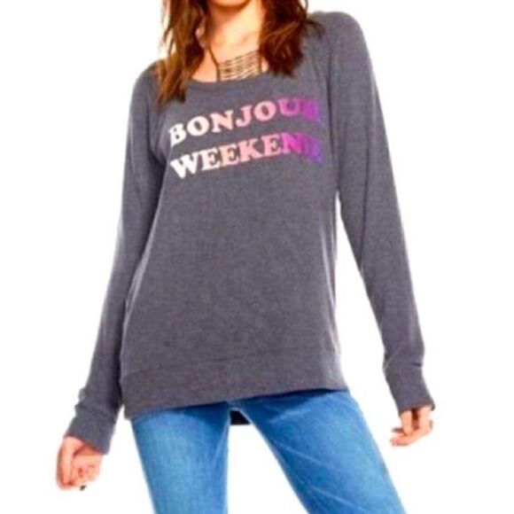 New Chaser Bonjour Weekend Graphic Tee Woman's Small - Picture 2 of 12